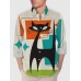 Medieval Fashion Cat Pattern Printing Men's Long Sleeve Shirt