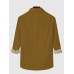 White & BrownGreen Stitching Art Bottles Printing Breast Pocket Men's Long Sleeve Shirt