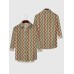 Medieval Pattern Khaki Vertical Stripes Waves Printing Men's Long Sleeve Shirt