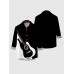 Music Elements Abstract Black & White Stitching Guitar Printing Men's Long Sleeve Shirt