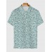 Full-Print Retro Vine Floral Pattern Printing Men‘s Short Sleeve Polo